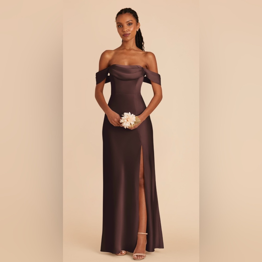 Birdy Grey Off-Shoulder Maxi Dress in Chocolate Brown